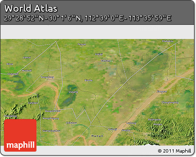 Satellite 3D Map of the Area around 29° 44' 59" N, 113° 7' 30" E