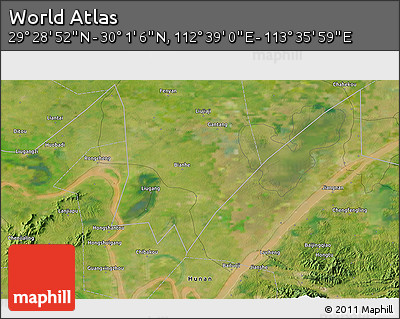 Satellite 3D Map of the Area around 29° 44' 59" N, 113° 7' 30" E