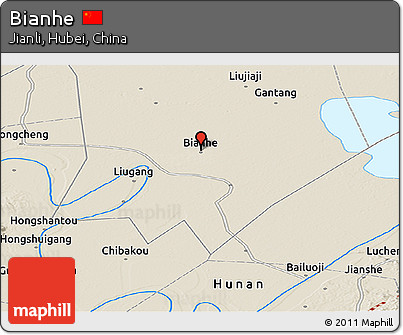 Shaded Relief Panoramic Map of Bianhe
