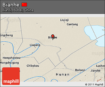 Shaded Relief Panoramic Map of Bianhe