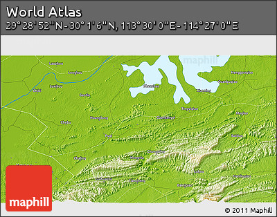 Physical 3D Map of the Area around 29° 44' 59" N, 113° 58' 29" E