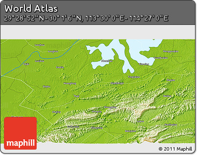 Physical 3D Map of the Area around 29° 44' 59" N, 113° 58' 29" E