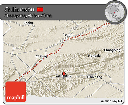 Shaded Relief 3D Map of Guihuashu