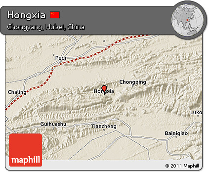 Shaded Relief 3D Map of Hongxia