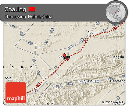 Shaded Relief Map of Chaling