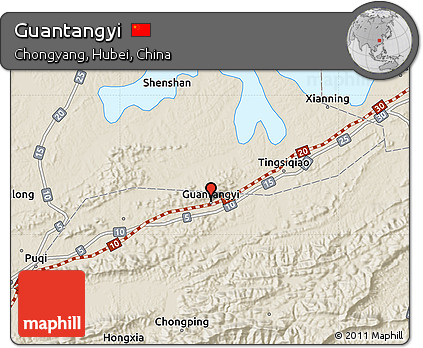 Shaded Relief Map of Guantangyi