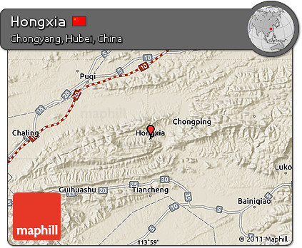 Shaded Relief Map of Hongxia