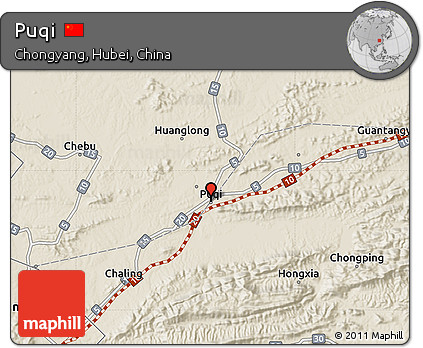 Shaded Relief Map of Puqi