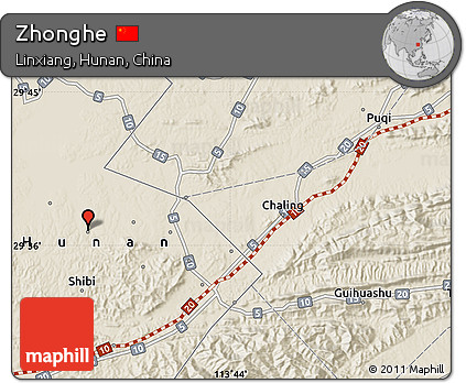 Shaded Relief Map of Zhonghe