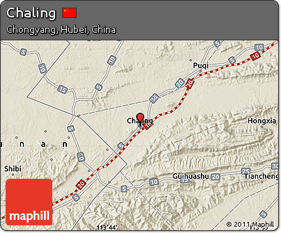Shaded Relief Map of Chaling