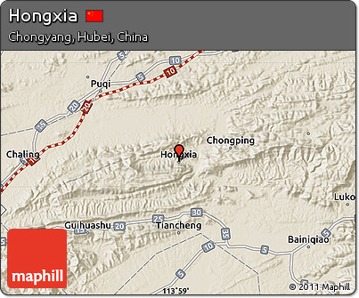 Shaded Relief Map of Hongxia