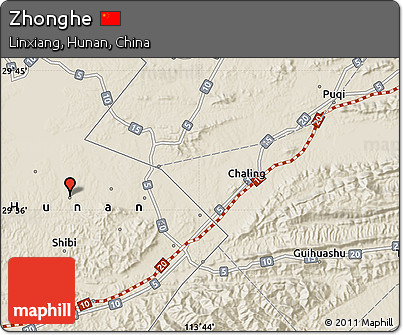 Shaded Relief Map of Zhonghe
