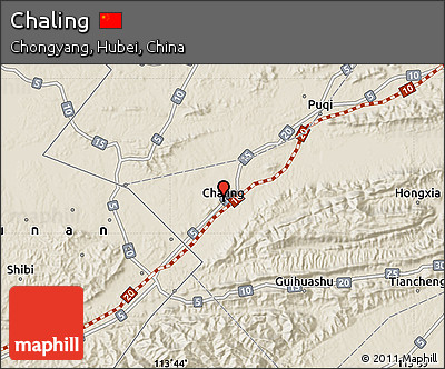 Shaded Relief Map of Chaling