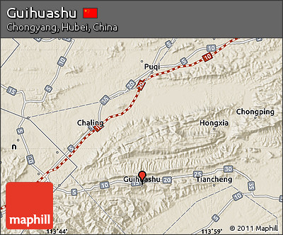 Shaded Relief Map of Guihuashu