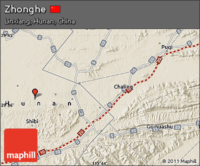 Shaded Relief Map of Zhonghe