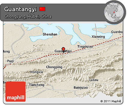 Shaded Relief Panoramic Map of Guantangyi