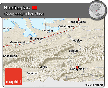 Shaded Relief Panoramic Map of Nanlinqiao