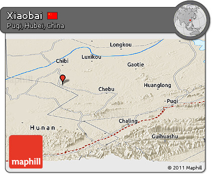 Shaded Relief Panoramic Map of Xiaobai