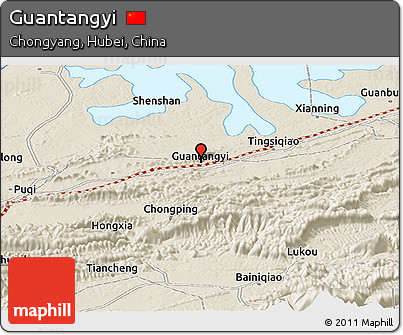 Shaded Relief Panoramic Map of Guantangyi