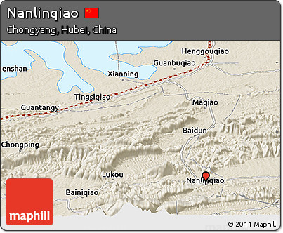 Shaded Relief Panoramic Map of Nanlinqiao