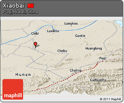 Shaded Relief Panoramic Map of Xiaobai