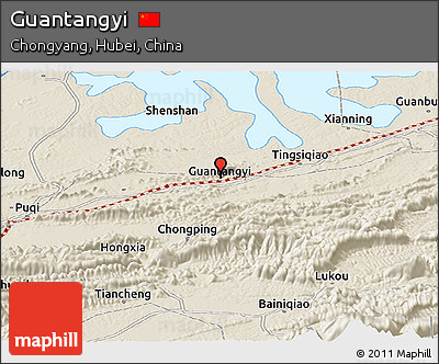 Shaded Relief Panoramic Map of Guantangyi