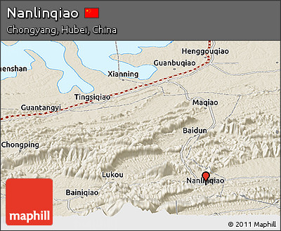 Shaded Relief Panoramic Map of Nanlinqiao