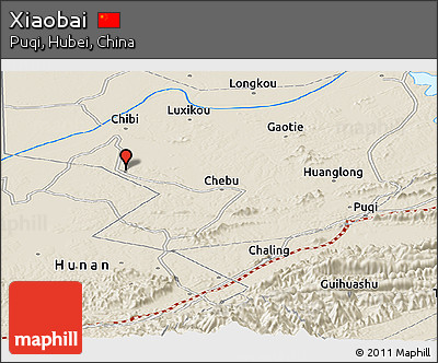 Shaded Relief Panoramic Map of Xiaobai