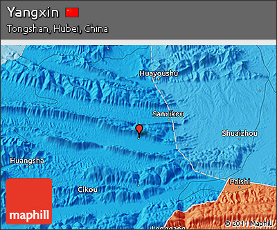 Political 3D Map of Yangxin