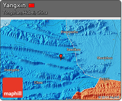 Political 3D Map of Yangxin