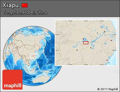 Shaded Relief Location Map of Xiapu