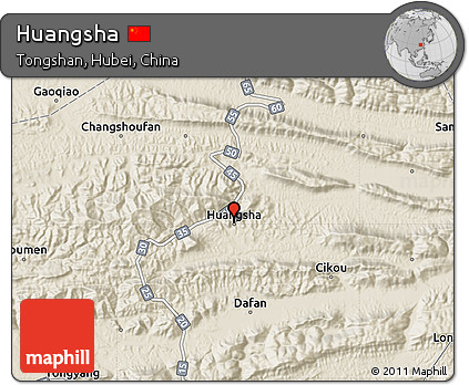 Shaded Relief Map of Huangsha