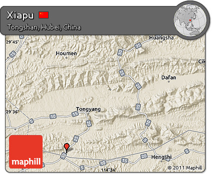 Shaded Relief Map of Xiapu