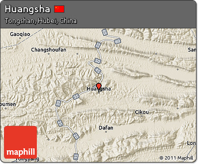 Shaded Relief Map of Huangsha