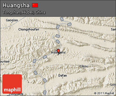 Shaded Relief Map of Huangsha