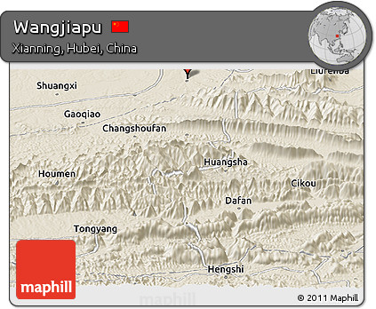 Shaded Relief Panoramic Map of Wangjiapu