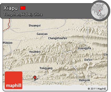 Shaded Relief Panoramic Map of Xiapu