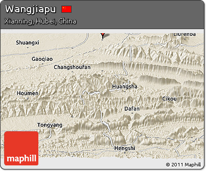 Shaded Relief Panoramic Map of Wangjiapu