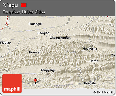 Shaded Relief Panoramic Map of Xiapu