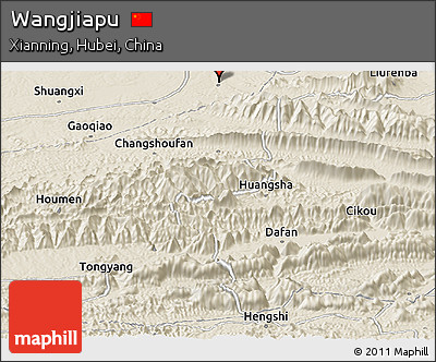 Shaded Relief Panoramic Map of Wangjiapu