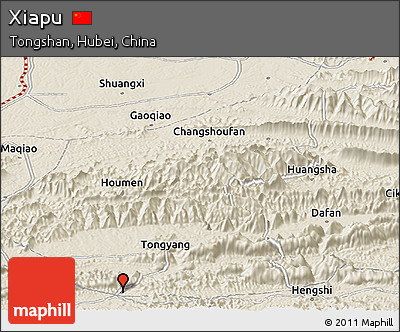 Shaded Relief Panoramic Map of Xiapu