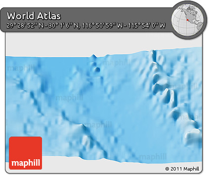 Physical 3D Map of the Area around 29° 44' 59" N, 116° 22' 30" W