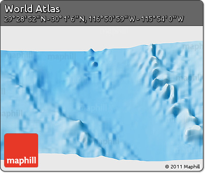 Physical 3D Map of the Area around 29° 44' 59" N, 116° 22' 30" W