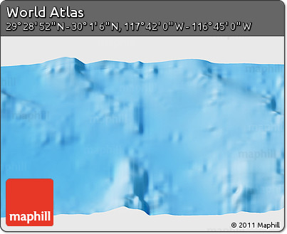 Shaded Relief 3D Map of the Area around 29° 44' 59" N, 117° 13' 29" W