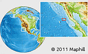 Physical Location Map of the area around 29° 44' 59" N, 117° 13' 29" W