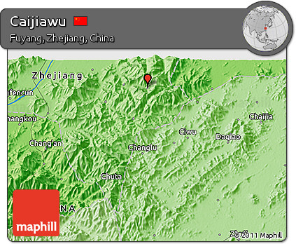 Political 3D Map of Caijiawu