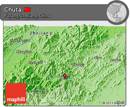 Political 3D Map of Chuta