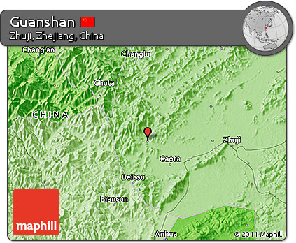 Political 3D Map of Guanshan