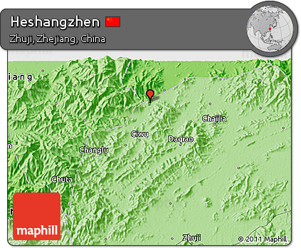Political 3D Map of Heshangzhen
