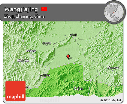 Political 3D Map of Wangjiajing
